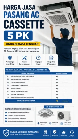 Harga Jasa Pasang AC Cassette 5 PK: Rincian Biaya Lengkap