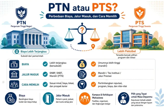 PTN atau PTS? Perbedaan Biaya, Jalur Masuk, dan Cara Memilih