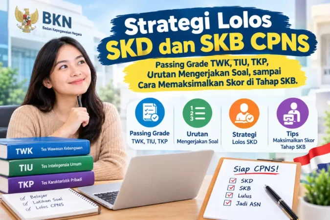 Strategi lolos SKD dan SKB CPNS — passing grade TWK, TIU, TKP, urutan mengerjakan soal, sampai cara memaksimalkan skor di tahap SKB.