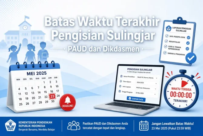 Batas Waktu Terakhir Pengisian Sulingjar PAUD dan Dikdasmen