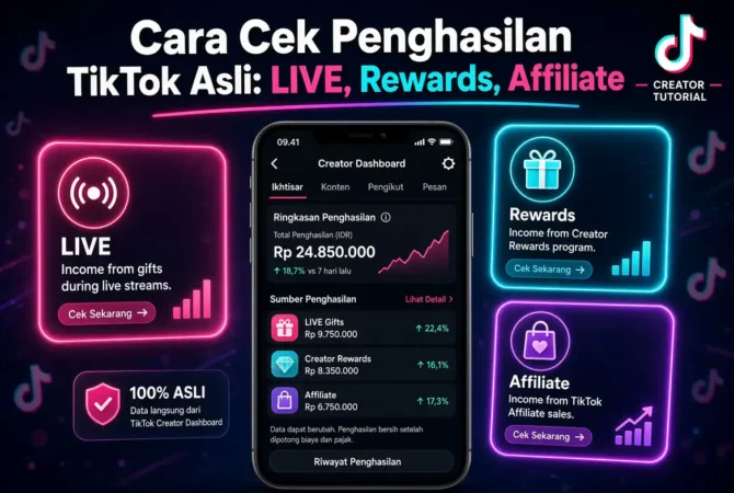Cara Cek Penghasilan TikTok Asli: LIVE, Rewards, Affiliate