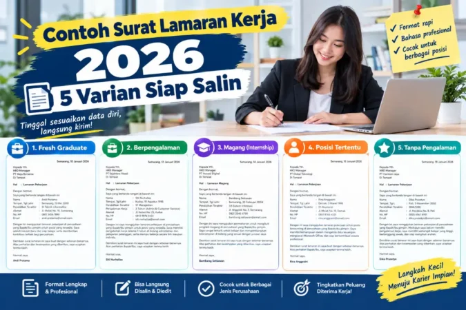 Contoh Surat Lamaran Kerja 2026: 5 Varian Siap Salin