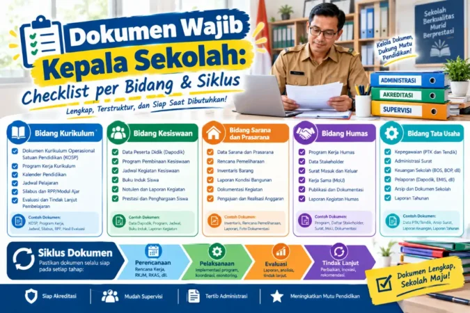 Dokumen Wajib Kepala Sekolah: Checklist per Bidang & Siklus