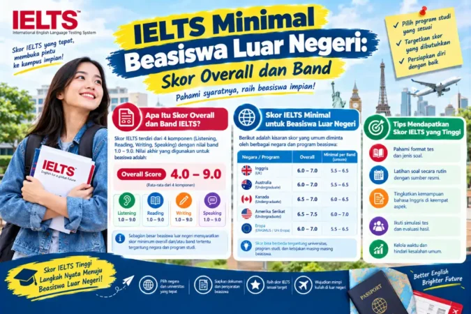 IELTS Minimal Beasiswa Luar Negeri: Skor Overall dan Band
