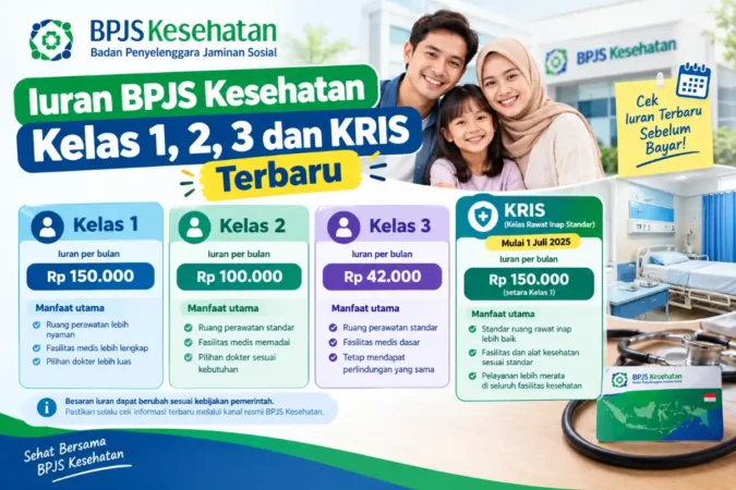 Iuran BPJS Kesehatan Kelas 1, 2, 3 dan KRIS: Terbaru