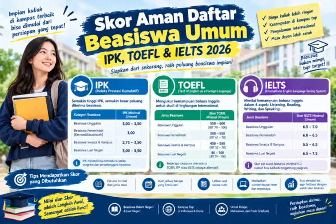 Skor Aman Daftar Beasiswa Umum: IPK, TOEFL & IELTS 2026