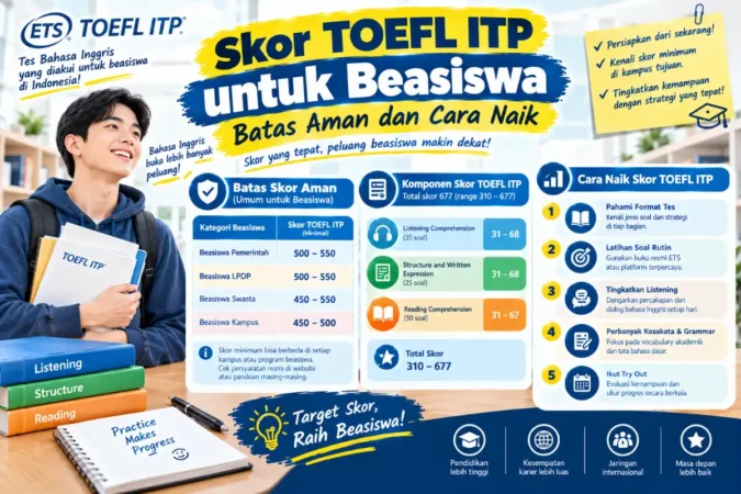 Skor TOEFL ITP untuk Beasiswa: Batas Aman dan Cara Naik