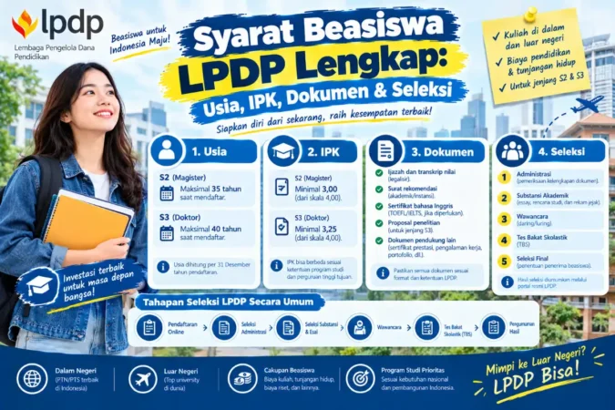Syarat Beasiswa LPDP Lengkap: Usia, IPK, Dokumen & Seleksi